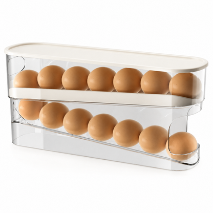 Double-Layer Fridge Egg Storage Box with Lid, Clear Egg Organiser