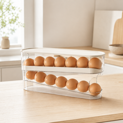 Double-Layer Fridge Egg Storage Box with Lid, Clear Egg Organiser