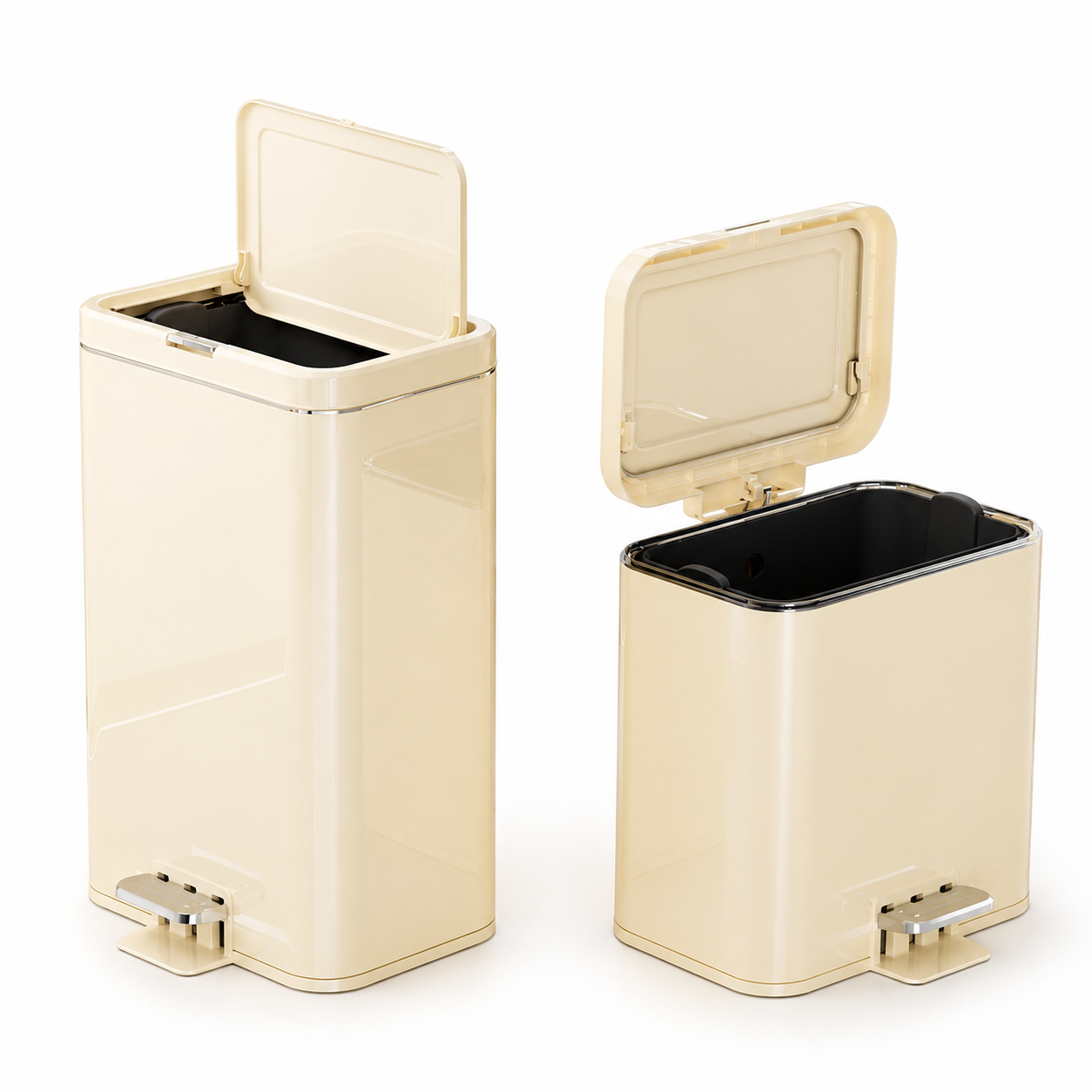 Japandi Soft-Close Pedal Bin with Double Lid