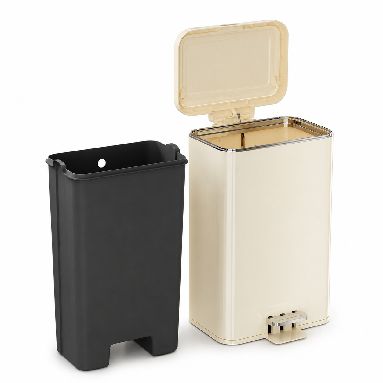 Japandi Soft-Close Pedal Bin with Double Lid