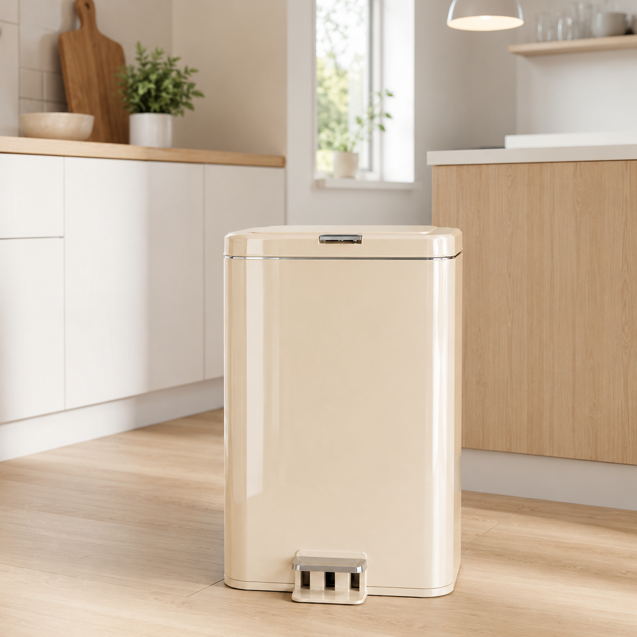 Japandi Soft-Close Pedal Bin with Double Lid