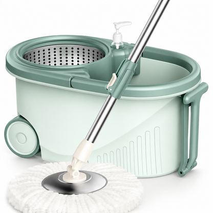 Spin Mop & Bucket Set, 360° Rotating Microfibre Floor Cleaning Mop
