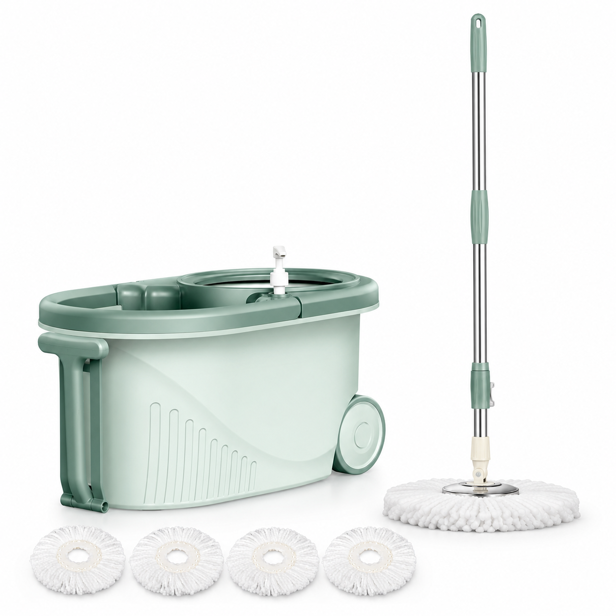 Spin Mop & Bucket Set, 360° Rotating Microfibre Floor Cleaning Mop