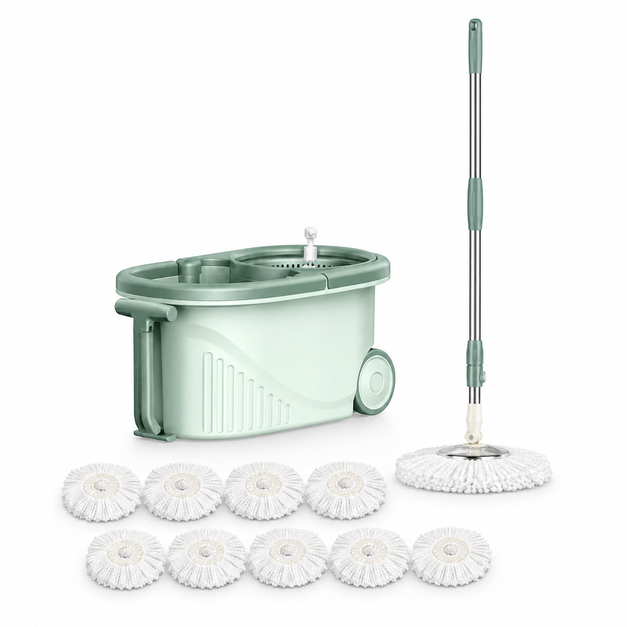 Spin Mop & Bucket Set, 360° Rotating Microfibre Floor Cleaning Mop