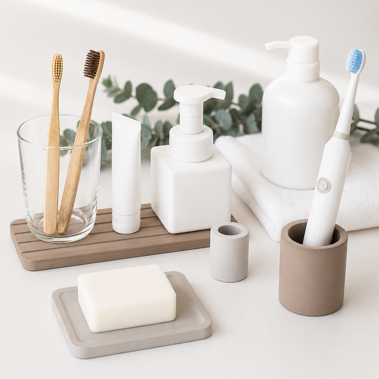 Diatomite Tray & Cup Collection, Quick-Dry Countertop Organisers