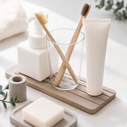Diatomite Tray & Cup Collection, Quick-Dry Countertop Organisers