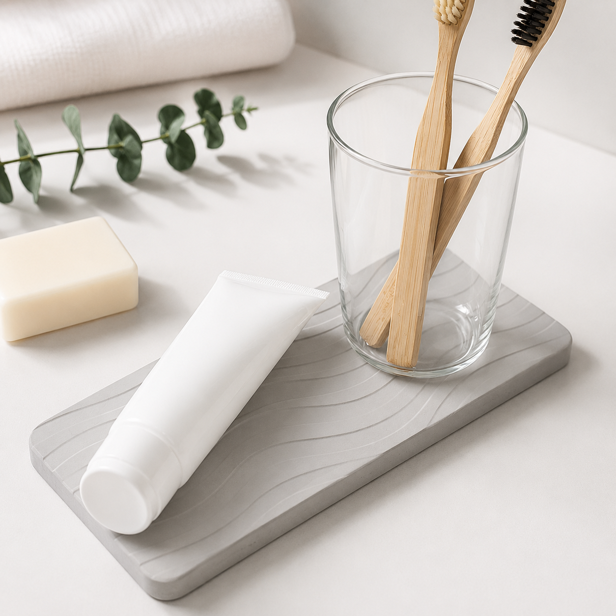 Diatomite Tray & Cup Collection, Quick-Dry Countertop Organisers