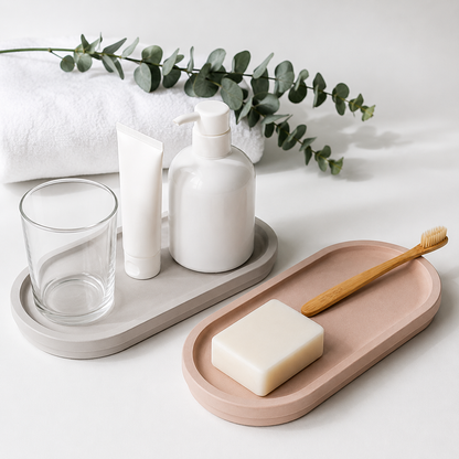 Diatomite Tray & Cup Collection, Quick-Dry Countertop Organisers