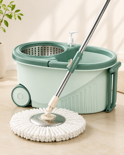 Spin Mop & Bucket Set, 360° Rotating Microfibre Floor Cleaning Mop